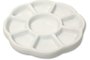 Gemerglity Palette de peinture aquarelle en céramique avec 9 puits - Palette de mélange en céramique - Plateau pour aquarelle, fleurs, gouache - Palette pour arts et travaux manuels - 12,7 cm