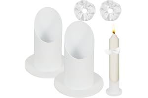STFYUG 2 Stück Weiß Kerzenständer Kommunionkerze, Kommunionskerzenständer, Kommunionkerze Ständer, Kerzenhalter Kommunion mit 2 Kerzenrock, für Taufkerze, Taufkerzenhalter, Stabkerze
