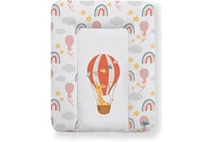 Kikido Materassino Fasciatoio 70x50 - Mongolfiera - Cuscino Fasciatoio Lavabile per Cambio Pannolino - Materasso Fasciatoio Neonato per Cassettiera Impermeabile 50x70 - Universale