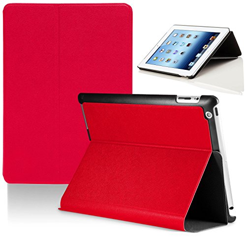 Forefront Cases® Neue Leder Hülle / Tasche / Case / Cover für Apple iPad 2 / iPad 3 / iPad 4 - Rundum-Geräteschutz und intelligente Auto-Sleep-Wake-Funktion mit 3-JAHRES-GARANTIE VON FOREFRONT CASES - inkl. Eingabestift und Displayschutz