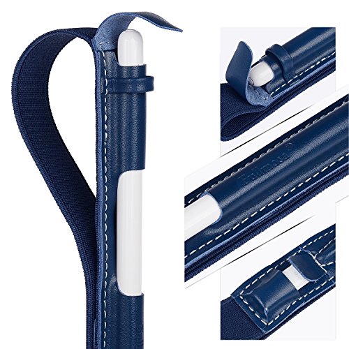 Apple Pencil Halter, Fullmosa® Hochwertige Kunstleder Stifthalter Apple Pencil Hülle Etui mit USB-Adapter-Tasche für iPad Pro 9.7 & iPad Pro 10.5,Dunkelblau - 6