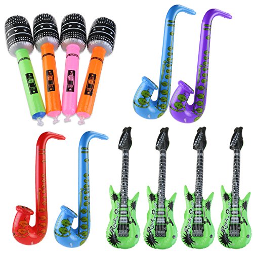 OULII Aufblasbare Gitarre Saxophon Mikrofon Musik Teil Prop aufblasbare Rock Star Toy Set 12pccs (zufällige Farbe)
