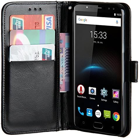 Raiphy Leather case for Oukitel K3 ,Phone protective Leather Case with a card slot and Stand Function (Black)