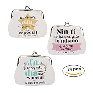 Lote 24 Monederos Frases»GRACIAS POR VENIR». Detalles de Bodas, Bautizos, Comuniones, Fiestas de Cumpleaños Originales con Frases