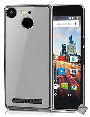 htdmobiles Housse etui coque silicone gel fine pour Archos 50F Helium Lite + film ecran - BLANC TRANSPARENT