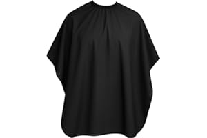 ECENCE Capa Peluquería Profesional con cierre de gancho Negro, 120x100cm, Capa de Barbero para para niños y jóvenes, capa para cortar el pelo, impermeable