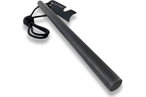 überleben Kräftig Fire Starter 1/2” thick | 5” or 8” lengths | Bushcraft Drilled Ferro Rod with Multi-tool Striker | 20,000+ Strikes | Survival Fire Steel | Shock-cord Lanyard | Size 8" x 1/2"