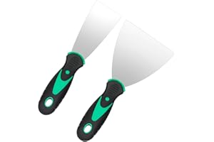 Aruicheng Wallpaper Scraper Tool Paint Scraper Stainless Steel Filling Scrapers Set Soft Grip Handle Wall Scraper Decorating Tools Wall Filler Tool 2.4 Inch