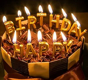 Lajbir Collection Happy Birthday Candle for Cake (Golden)