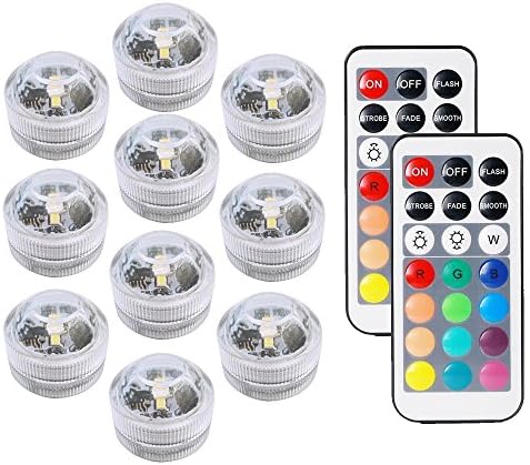Aquarium light Andthere 10 PCS Waterproof Submersible Light Pond Light LED Fish Tank light Remote Control Underwater Light Lamp Candle Light Mood Light For Vase Base Bathtub Garden Wedding Birthday Festival Halloween Christmas Easter Thanksgiving Holiday Party Decoration