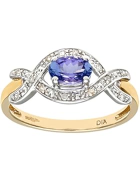 Revoni - 9 Karat Gelbgold Tansanit- und Diamantring