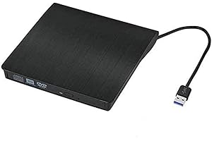 PADARSEY Gueray External CD DVD Drive, Portable USB 3.0 USB C CD/DVD RW Reader Rewriter Burner for Laptop Desktop Notebook, Compatible with Windows XP Win10/8/7 Mac OS Vista 7 Linux System