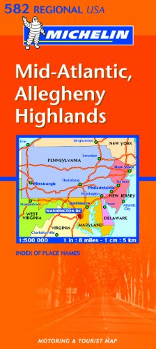 Carte REGIONAL Mid Atlantic, Allegheny Highlands USA