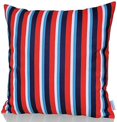 Sunburst Outdoor Living 45cm x 45cm EXCEL Red-Blue Striped Decorative Throw Pillow Cushion Cover for Couch, Bed, Sofa or Patio - Only Case, No Insert