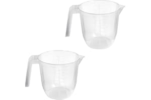 D.A.Y. REPUBLIC Set of 2 Plastic Lightweight 1L Measuring Jugs, Sturdy and Hardwearing, Easily Storable and Stackable, Measuring Scale Markings on The Side in ml and Ounces, BPA Free (1L Two Pack)