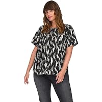 ONLY Carmakoma Damen Carvica Life SS Top – Kurzärmliges Oberteil, U-Boot-Ausschnitt, Normale Passform