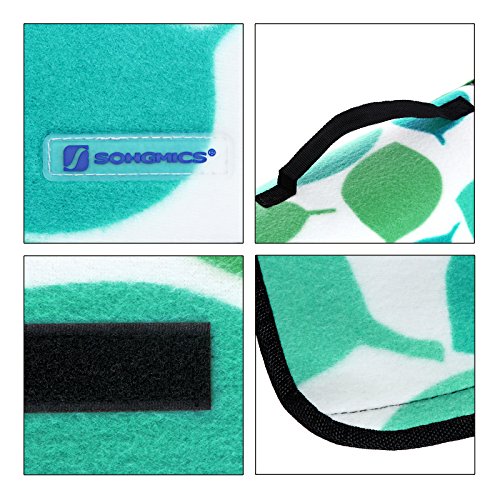 SONGMICS Picknickdecke, 200 x 200 cm, groß, Campingdecke, für Park, Garten, Strand, wasserdicht, maschinenwaschbar, faltbar, türkise Blätter GCM78Y – Bild 6
