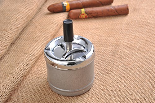 Quantum Abacus Runder Windaschenbecher / Drehaschenbecher aus Zinklegierung, poliertes Metall, 7,5cm Durchmesser, Mod. 4543-01 (DE) - 3