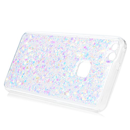 Badalink Hülle Huawei P10 Lite Slimcase Glitzer Schutzhülle Hülle PMMA + TPU Rückschale Schutz Hülle Case Tasche Wasserdicht Einteilige Handyhülle Stoßstangen Case Hellrosarot - 3