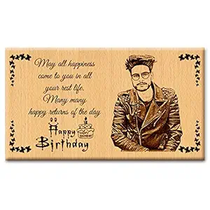 GFTBX Happy Birthday Personalized Engraved Rectangular Wooden Photo Plaque Gift for Boys (7 x 4 inches, Brown)