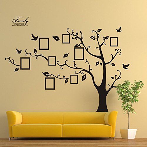 Single PVC Riesig Schwarz Bilderrahmen Speicher Baum Vine Zweig Abnehmbare Wandtattoo Stickers - 2