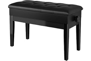 Clevich Piano Stool,Height Adjustable Bench with Storage, Heavy Duty PU Leather Keyboard Bench,Multi-Purpose Dressing Table Stool (Black, 150kg Capacity, 72x33x48-58cm)