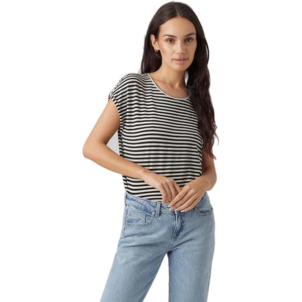Maglietta VERO MODA Vmava Con Maniche 3/4, Girocollo, Taglio Casual. Perfetta Per L'autunno, Da Abbinare Con Jeans O Gonna. Donna.