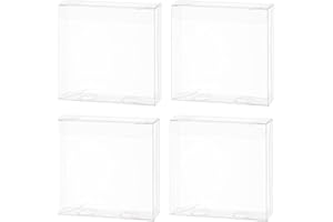 BENECREAT 30PCS Scatola di PVC Plastica Pieghevole 10x10x3cm Contenitore di Regalo Trasparente Contenitore di Cioccolato Dolce per Festa Nuziale Compleanno