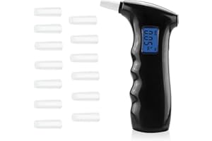 Funmo Breathalyzer, Alcohol Tester Breathalysers with 14 Mouthpieces and LCD Display Digital Fast Portable Alcohol Breath Tester High Accuracy for Personal and Professional Use