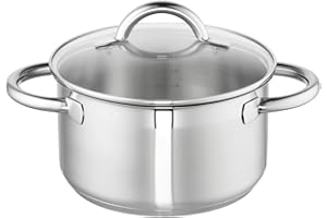 Schulte-Ufer Marmite Loop en acier 18/10 avec couvercle en verre 20 cm env. 3,5 l