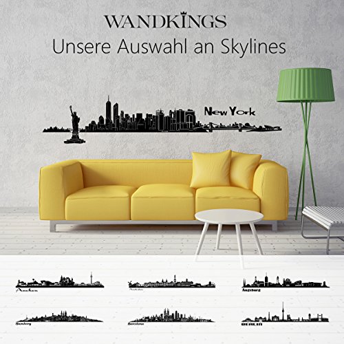 Wandkings Skyline Wandaufkleber Wandtattoo – 125 x 30 cm in schwarz – Deine Stadt wählbar – München - 5