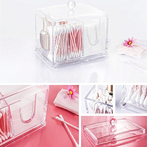 Zindoo Kosmetik Aufbewahrung Organizer Wattestäbchen Acryl Behälter Halter Box 4 Abteile - 5