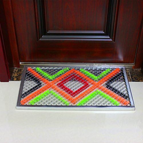 Door mat bold wire foot pad mats anti-slip door mat wire foot pad on the Web Screen Nai mesh spring carpet, about 45cm*90cm, box large diamond (brush color arrange random)