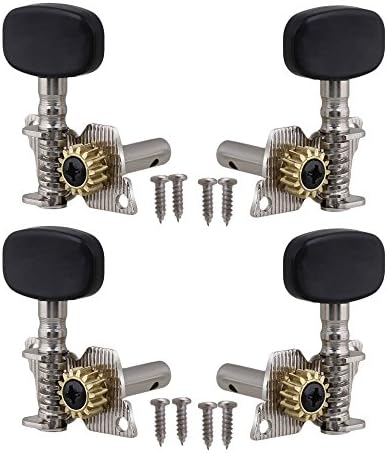 Yibuy 2L2R 4 String Ukulele Guitar Tuning Peg Concave Twill Machine Head Black Set of 4
