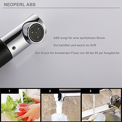 Homelody ORB Schwarz beschichtet Wasserhahn Küche Armatur 2 Funktion Küchenarmatur mit herausziehbarem Brause Mischbatterie Spüle Spültischarmatur - 5