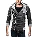 Produktbild DJT Herren Slim Fit Hoodie Kapuzenpullover Sweatshirt Jacke Pullover mit Zipper Kost¨¹m Oben Cosplay Pulli Dunkelgrau Gr.M