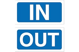 ASTON SAFETY SIGNS Set of 2 in and Out Signs. 150mm x 75mm self Adhesive Stickers. Ideal for Shops, cafes etc