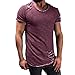 Produktbild Ba Zha Hei Männer Kurzärmeliges Männer Druck Tees Kurzarm T Shirt Bluse urzarm Rundhals Basic Oversize Slim Fit in viel T-Shirt für Mode Loch Rundhals T-Shirts Kurzarm T-Shirt Bluse (4XL, Lila)