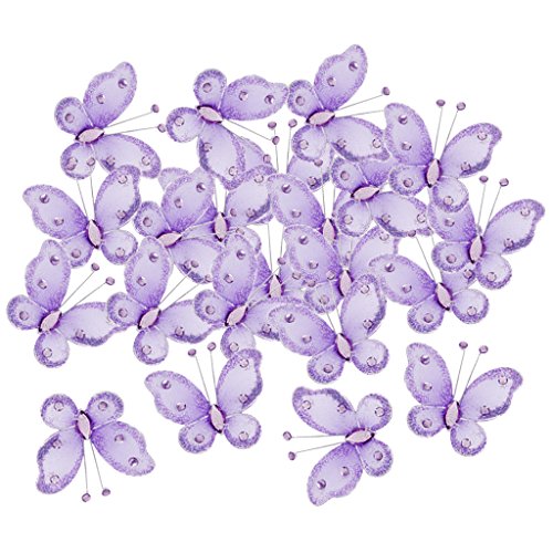 Drahtgebundenen Netz Strumpf Glanz Schmetterlinge 5×4.5 cm 50 Stk. Lila - 4
