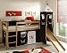 Produktbild 6.6.5.3208: schönes Kinderbett - Kinder-Hochbett mit Rutsche und Turmgestell- mit Piratenvorhang Liegefläche 90x200cm - inkl. Rollrost - Buche massiv