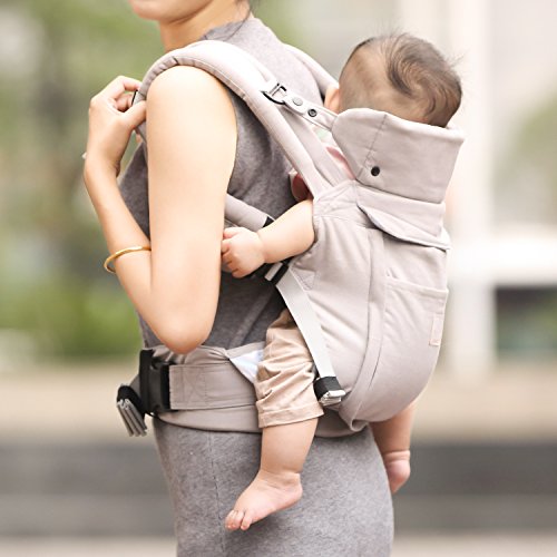 GAGAKU Ergonomische Baumwoll Babytrage Rücken mit Abnehmbarer Kapuze – 3 Tragepositionen (5,5-15 kg, 4-48 monate) - 7
