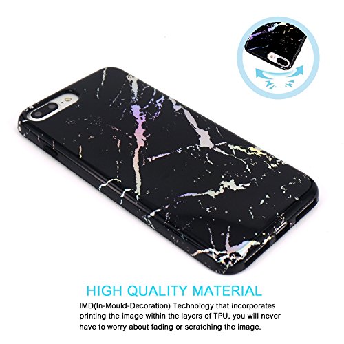 JIAXIUFEN iPhone 7 Plus Funda  Funda de Silicona Suave Case Cover Protecci  n C  scara Soft Gel TPU Carcasa Funda para Apple iPhone 7 Plus iPhone 8 Plus - Shiny Change Color Black M  rmol Dise  o