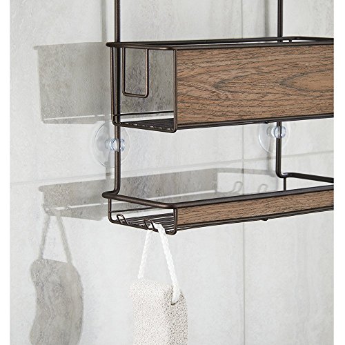 InterDesign 90777EU RealWood Dusch Caddy, Holz, bronzefarben / walnussholzfarben, 26,67 x 10,16 x 63,5 cm - 4