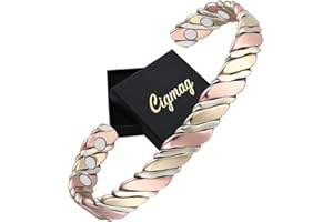 Cigmag Lymphatic Drainage Copper Bracelet for Women Solid Pure Copper Magnetic Bracelet Adjustable Cuff Bangle with Present Box (Grape Tricolour Pattern)