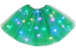 URAQT Tutu Mujer LED Luces de Colores, Tutu Falda Mujer Lentejuelas Estrellas, Tutú para Mujer, Falda De Baile De Estrella De Lentejuelas para Danza Fiesta y Halloween Disfraz