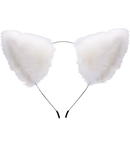 Surakey Oreilles de Chat Serre-Tete Chat, Bandeau à Oreilles d'animal, Oreilles en Peluche Réglables, Accessoires Cheveux de Déguisement pour Femmes Filles Fête Halloween Anniversaire Cosplay, Noir