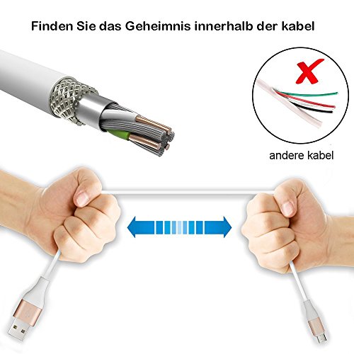 Micro usb kabel BECASO Lighting kabel 3Pack (1m,2m,3m) Premium High Speed USB 2.0 für Android, Samsung, HTC, Motorola und mehr - 4