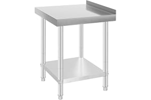 HUOLE Table de travail en acier inoxydable Table pour la préparation des aliments, la couture, le lavage, l’artisanat et le garage