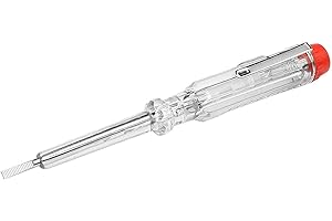 FIXTOOLS 140mm 3mm Mains Tester Plain Slot Blade Neon 120-250 Volts Circuit electricians Electrical Voltage Pen Flat Screwdriver Transparent Safety Insulated Handle Pocket Clip