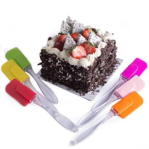 ZeWoo 7 PCS Mehrfache Farben-hygienische feste Beschichtung Silikon-Backen-Spachtel, Kuchen-Sahnebutter-Spatel, Schaber-Stir Kitchenaid Utensil Praktisches Werkzeug - 6